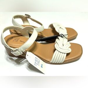 Time and Tru White Tan Sandals Braided Straps Memory Foam Wedge Women Size 9.5